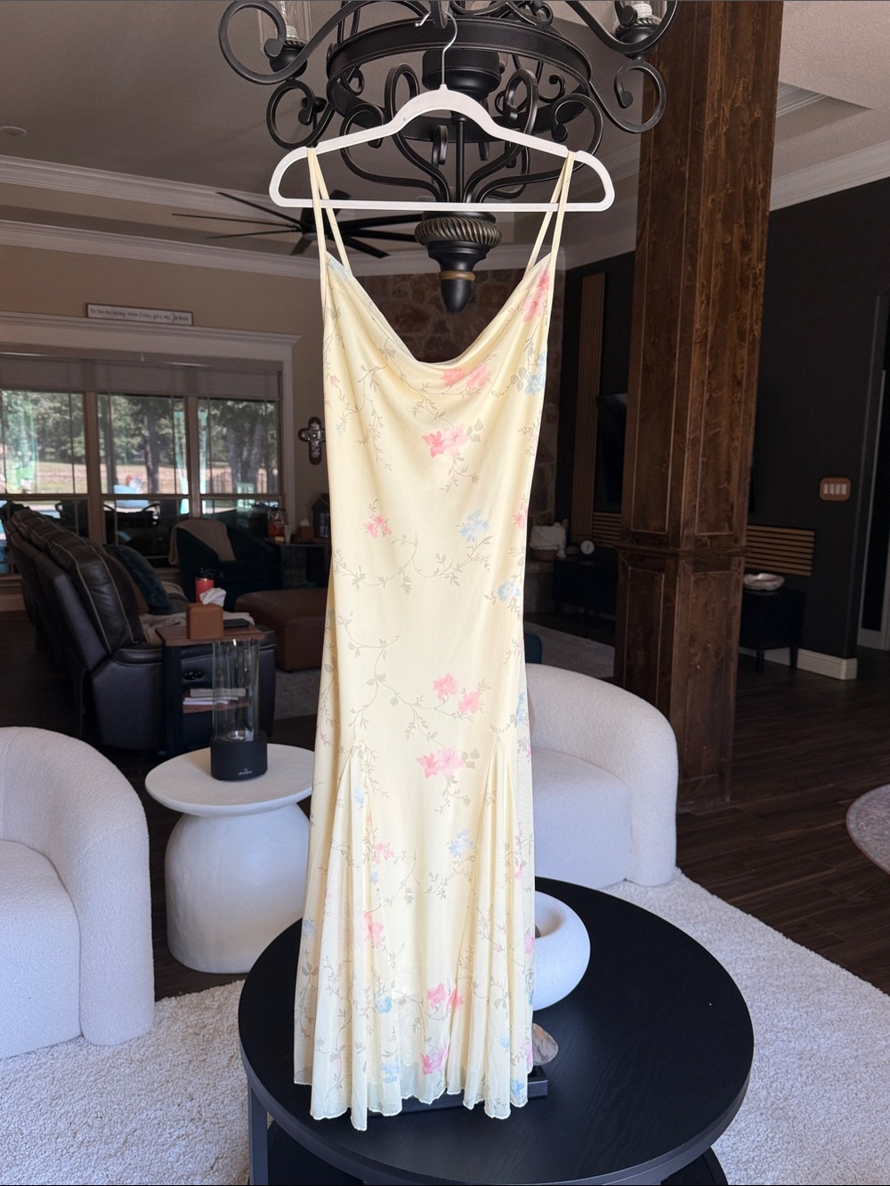 Cider Cream Slip Maxi Dress with Pink & Blue Floral Print